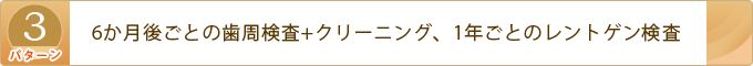 6か月後ごとの歯周検査+クリーニング、1年ごとのレントゲン検査